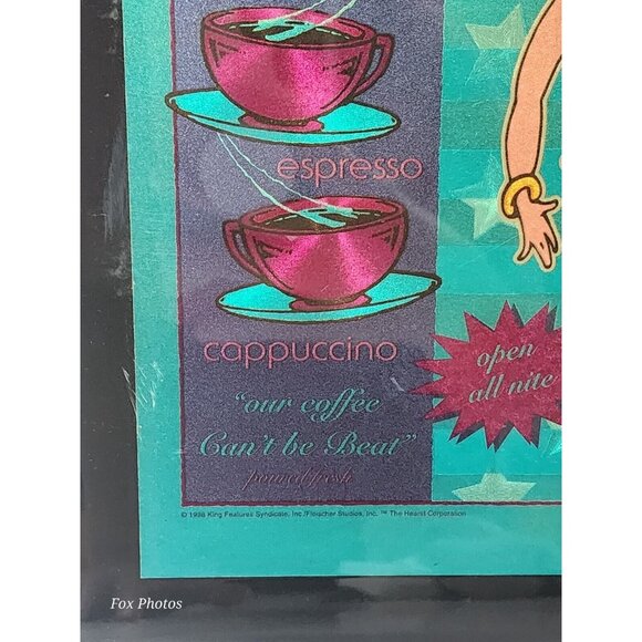 Vtg Betty Boop Cafe Themed Wall Clock Retro Coffee Shop Decor Black Lacquer Wood - Picture 5 of 11